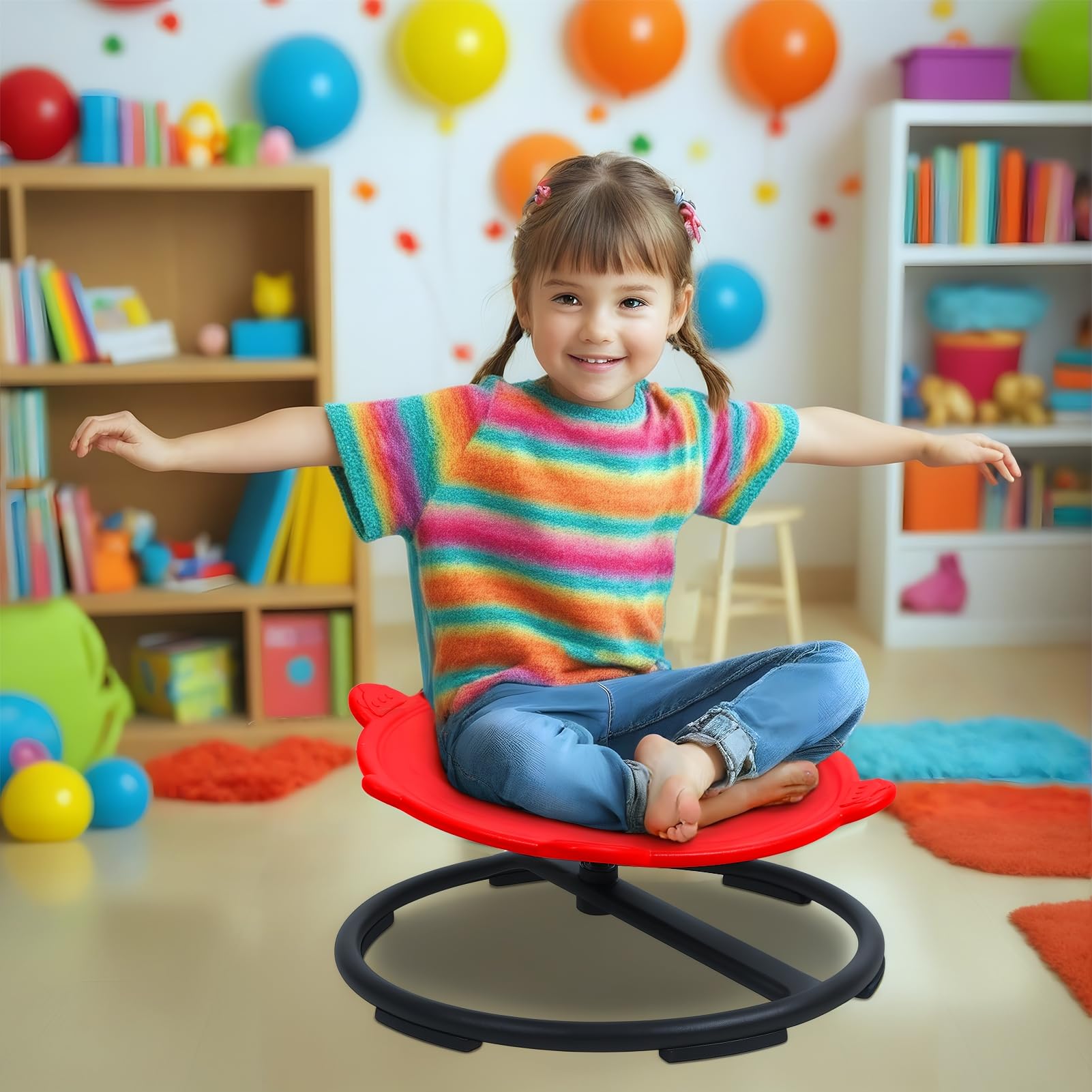 Autism Sensory Swivel Chair for Kids - Spinning Carousel Chair with Turtle Back Design to Improve Body Coordination - Perfect for Sensory Therapy, ADHD & Autism Support at Home or School