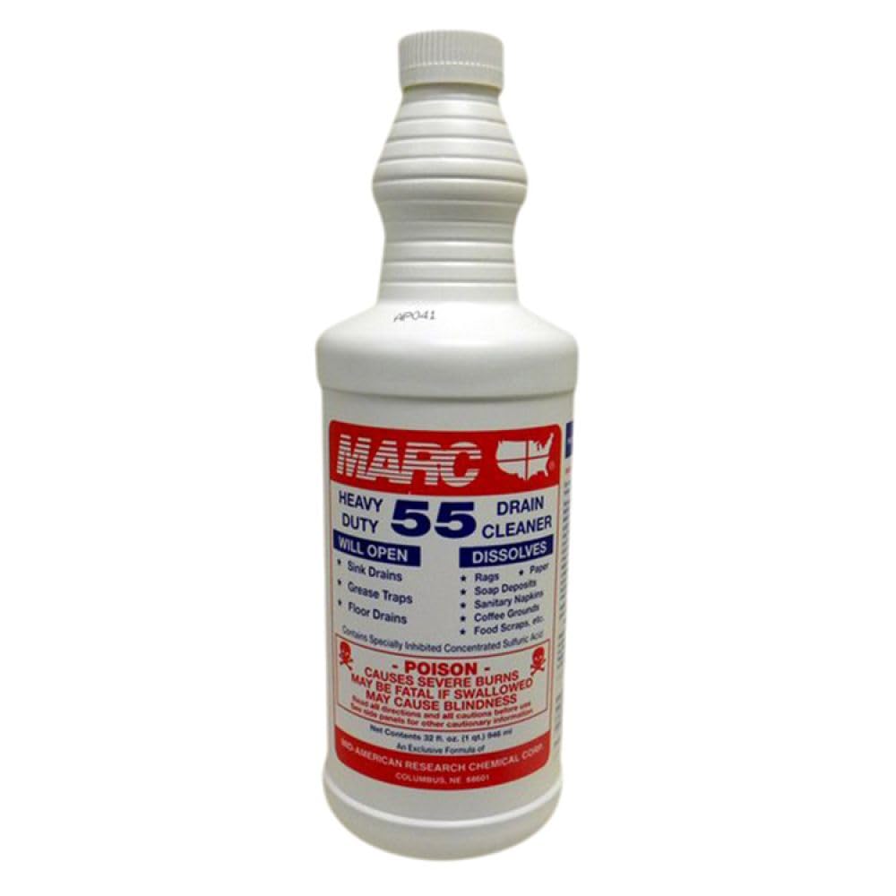 MARC 55 Drain Cleaner - Powerful Clog Remover for Kitchen Sinks, Showers & Bathtubs - Fast-Acting Pipe Unclogger for Hair, Grease & Soap Scum - Safe for All Pipes (32 oz) - Ideal for Home & Commercial Use