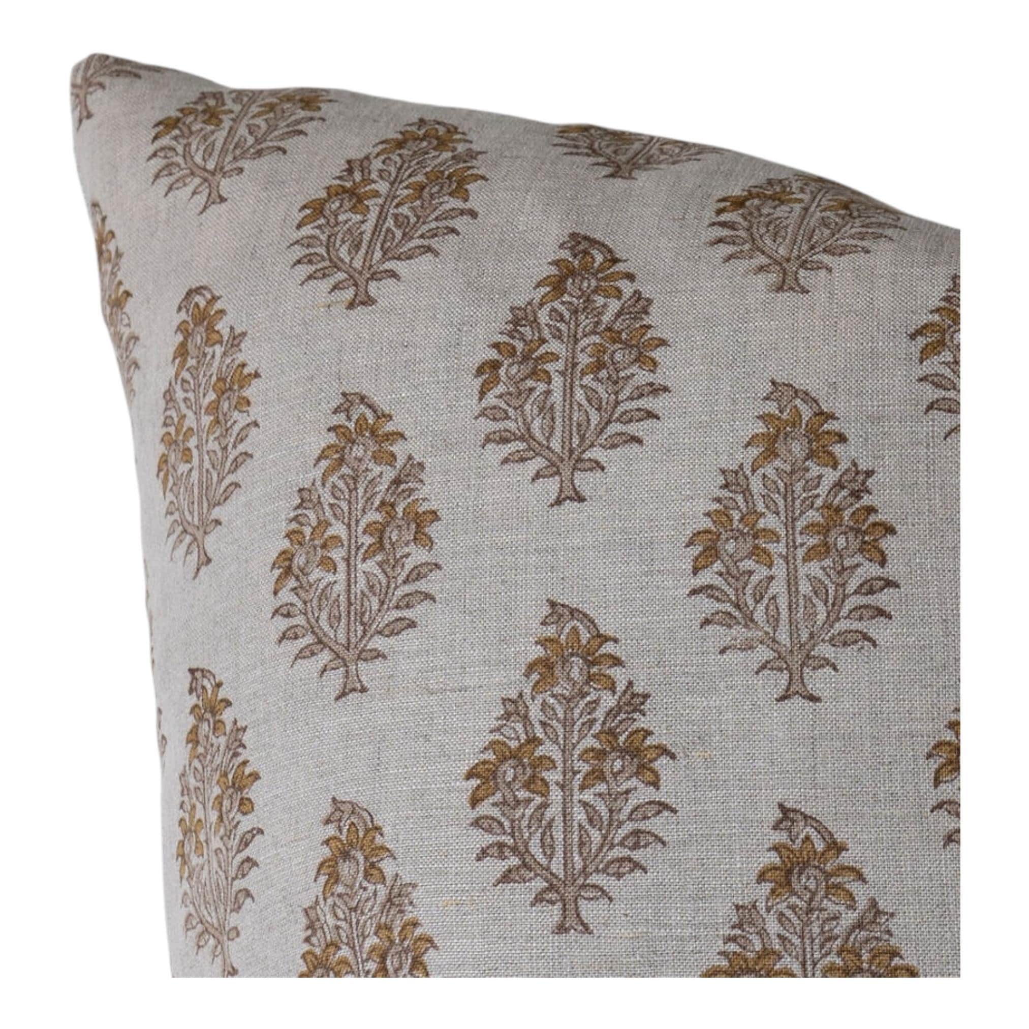 Handmade Newton Block Print Floral Pillow Cover - Bohemian Home Decor for Living Room, Bedroom & Sofa