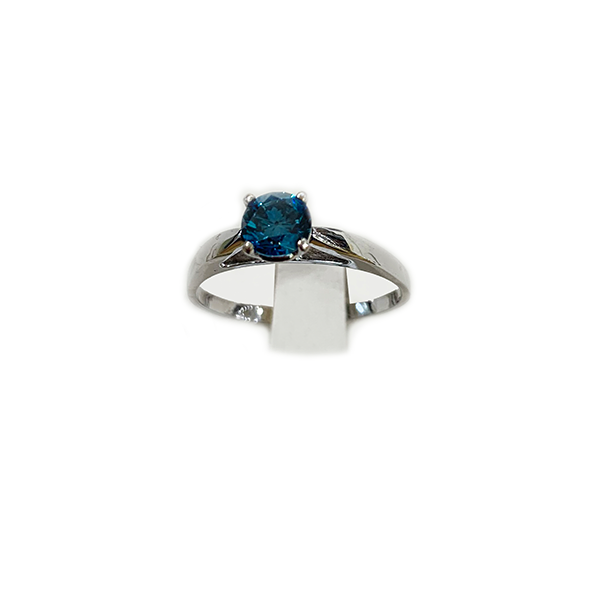 14K White Gold Blue Diamond Ring for Women - Elegant Solitaire Engagement & Wedding Band - Perfect for Proposals, Anniversaries & Special Occasions
