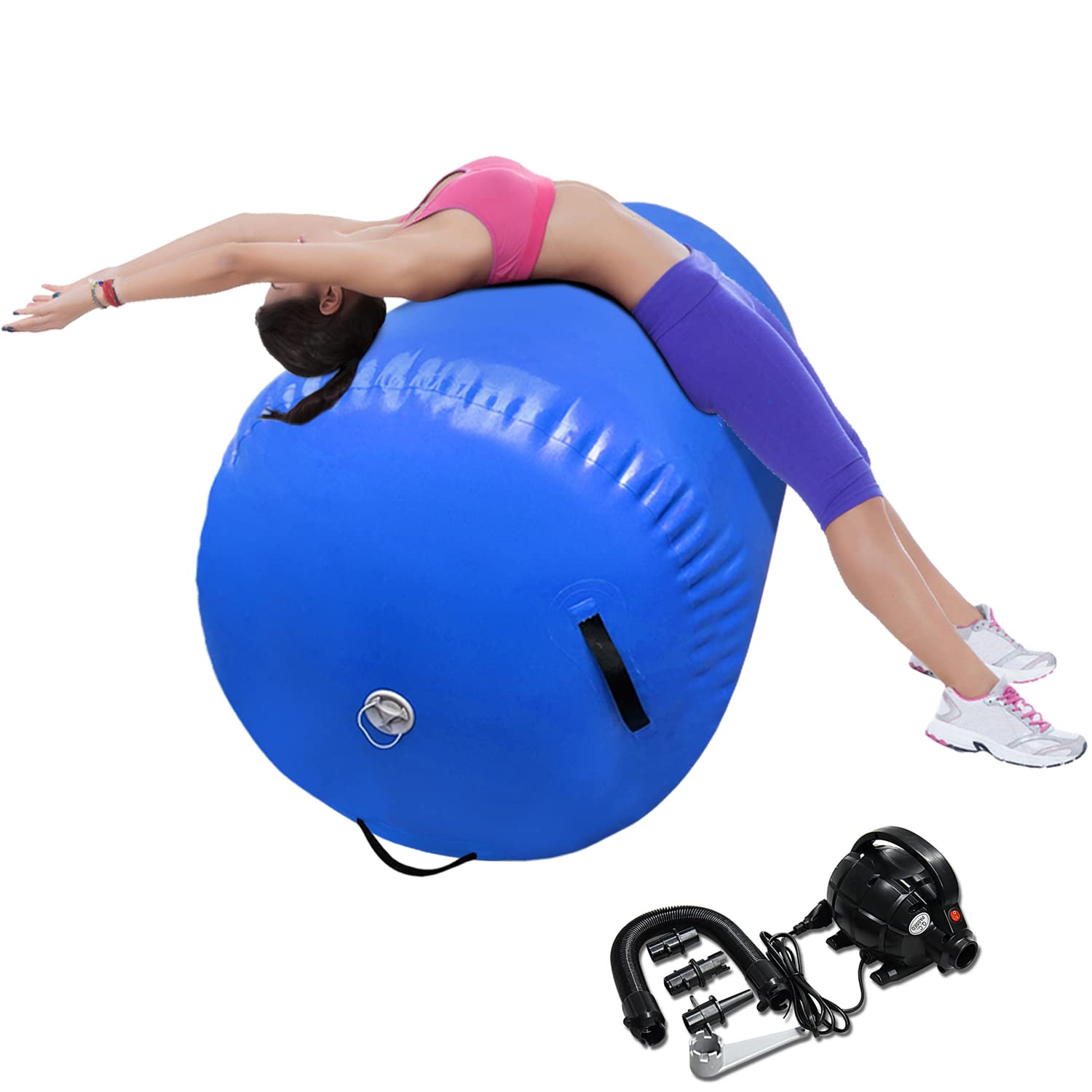 **86 York Inflatable Gymnastics Air Barrel Roller Mat – Tumbling Track for Back Handspring Training, Home Gym Equipment, Yoga & Cheerleading Balance Exercise – Includes Electric Pump (Ideal for Home, Gym & Studio Use)**