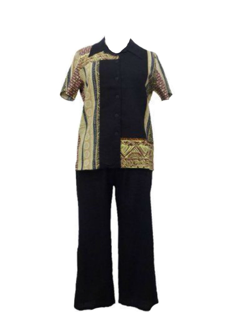 Key Lime Pie Linen Rayon Botswana Monterey Top and Crop Pant Set - Women's Summer Outfit for Beach Vacation & Casual Wear