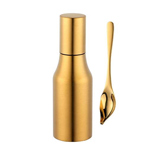 Premium 500ml Stainless Steel Oil Dispenser Bottle - Durable & Leak-Proof for Olive Oil, Canola Oil, Soy Sauce, Balsamic Vinegar - Perfect for Kitchen, Restaurant & Salad Dressing (Gold)