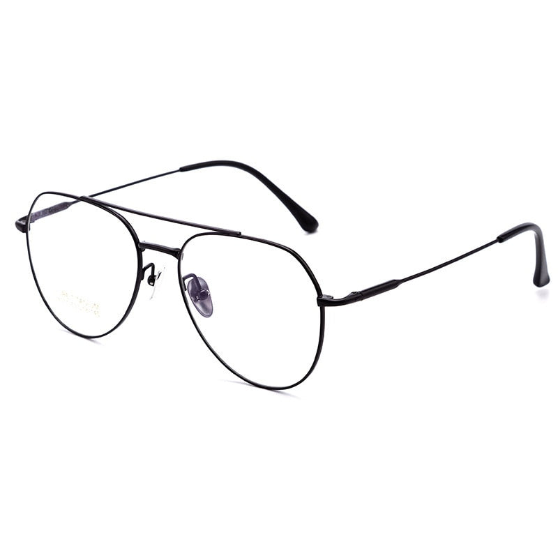 CCspace Unisex Full Rim Oval Double Bridge Big Titanium Eyeglasses 55642 - Lightweight Durable Frame for Men & Women - Perfect for Reading, Driving & Fashion Accessories