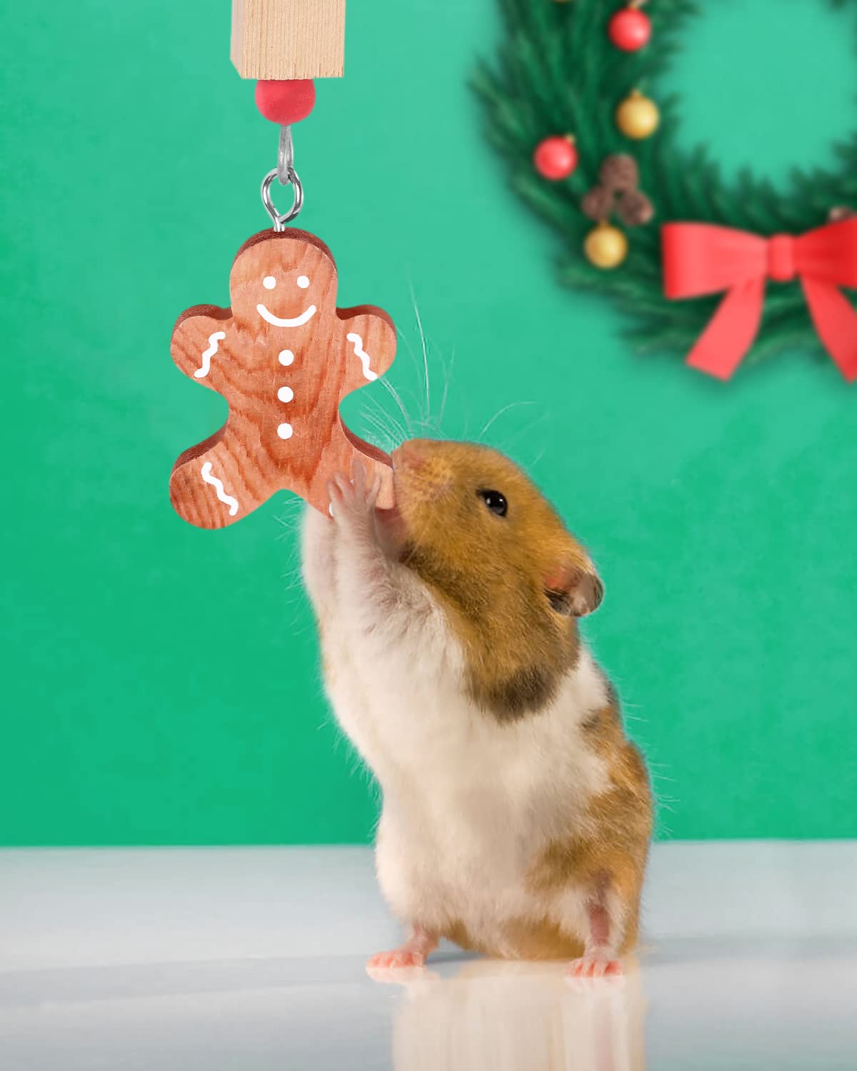 Xylolfsty Christmas Small Pet Toys - 3PCS Guinea Pig, Bunny Rabbit, Hamster & Chinchilla Chew Toys with Candy Cane & Gingerbread Tree Design for Teeth Grinding - Festive Cage Hanging Accessories & Holiday Gifts for Small Animals (Perfect for Christmas Decor & Pet Enrichment)