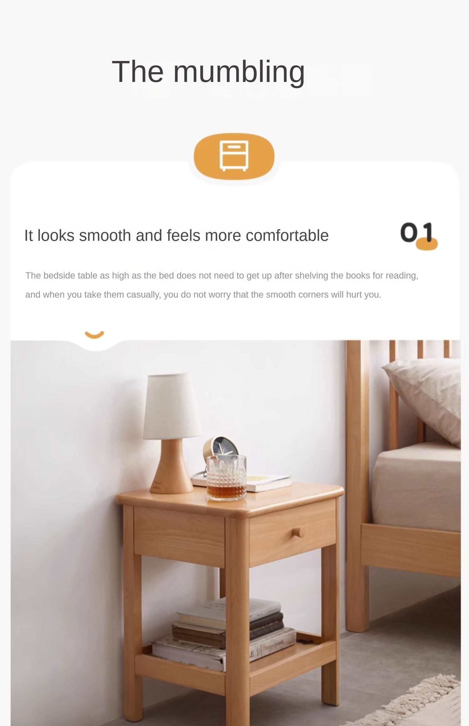 Solid Wood Nightstand - Beech & Pine Bedside Table for Bedroom, Modern & Rustic End Table with Storage Shelf - Perfect for Bedroom, Living Room, or Office