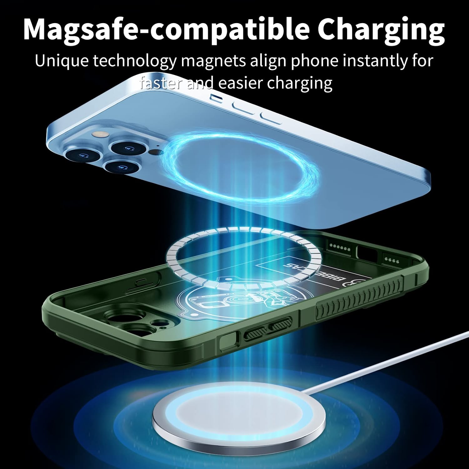 iPhone 14 Pro Case with MagSafe Wireless Charging | 6.7 Inch Shockproof Protective Cover | Green | Perfect for Everyday Use & Travel Protection