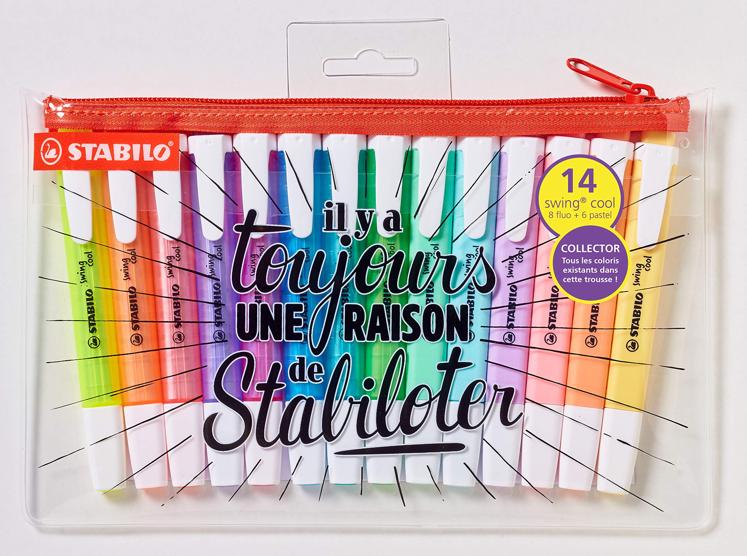 STABILO Swing Cool Highlighters Set of 14 - Assorted Vibrant Colors - Perfect for School, Office & Study Note Taking