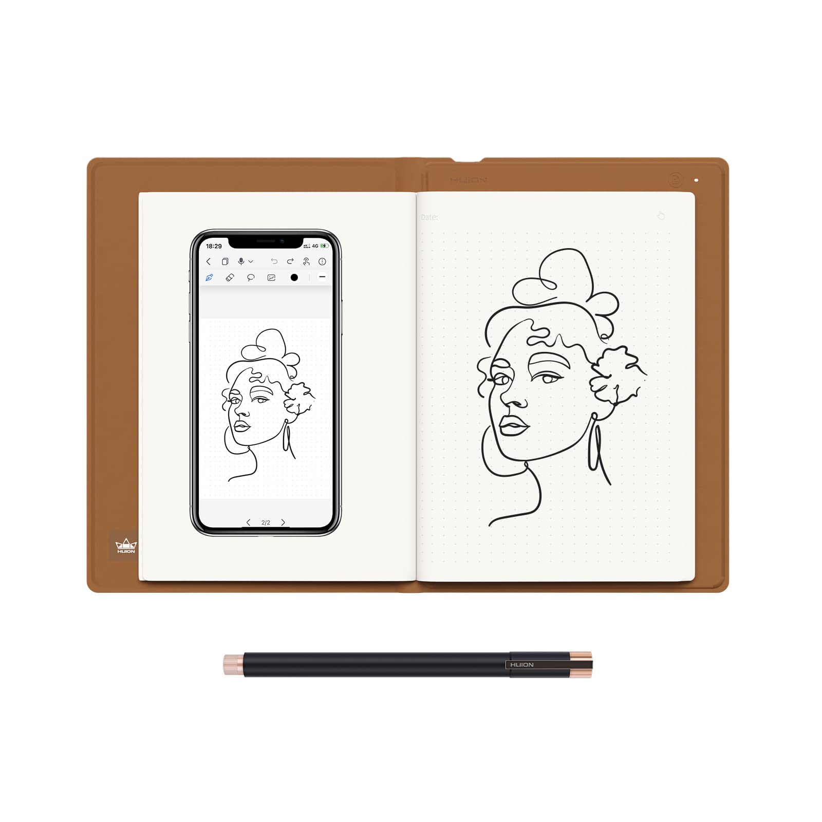 HUION Note 2-in-1 Digital Notebook & Drawing Tablet with Battery-Free Stylus, Bluetooth Wireless Electronic Writing Pad - A5 (9.5x7 inch) Refillable Notepad for Note Taking, Digital Art, Online Meetings & Office Work - Perfect for Students, Artists & Professionals