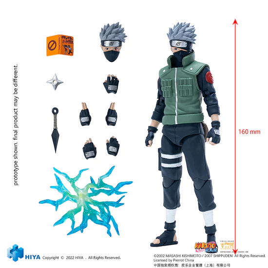 HIYA 6-inch 1/12 Scale Naruto Kakashi Action Figure - Exquisite Basic Series Collectible for Anime Fans | Perfect for Display, Cosplay and Gift Giving