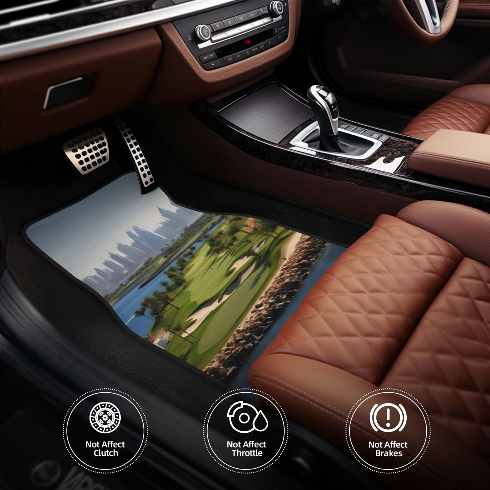 Premium Golf Yacht Club Car Floor Mats - 4-Piece Full Set for Front & Rear Seats - Universal Fit for Sedans, SUVs, Trucks & Vans - Waterproof & Anti-Slip Protection - Perfect for Golf Enthusiasts & Luxury Car Owners