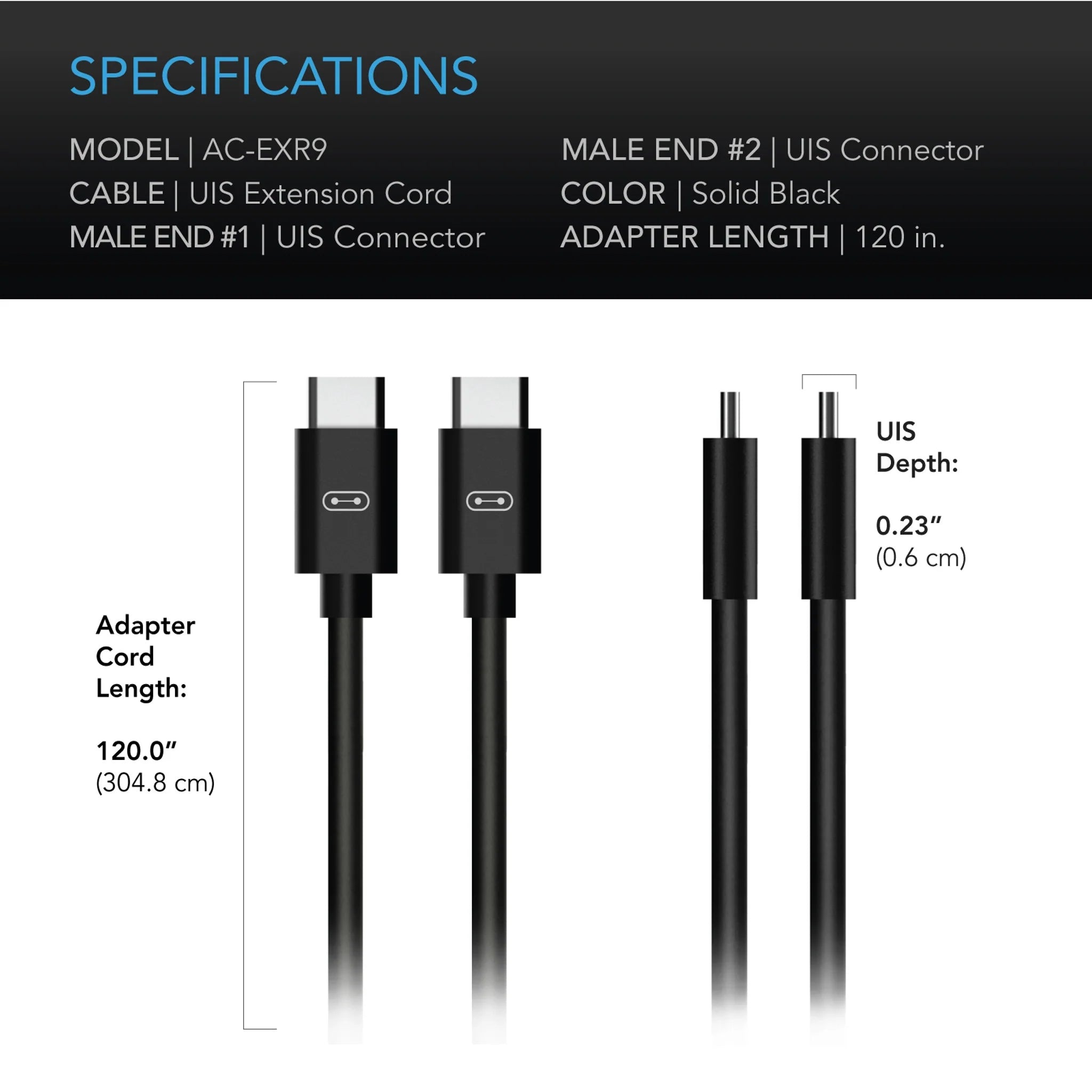 AC Infinity UIS to UIS Extension Cable - 10ft Male to Male Connector for Grow Tent Fans & Ventilation Systems - Perfect for Indoor Gardening, Hydroponics & Greenhouse Applications (AC EXR9)