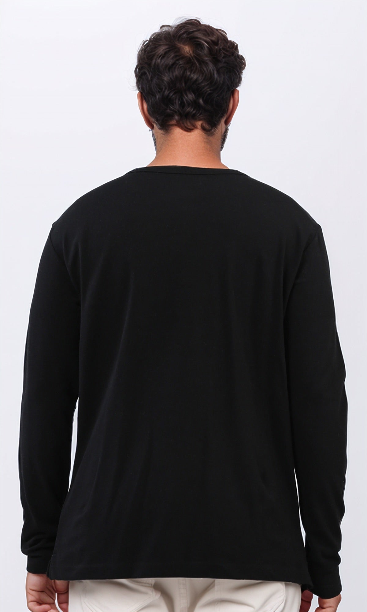 Men's Solid Black Henley Shirt with Buttoned Neck - Casual Short Sleeve Cotton Top for Everyday Wear, Outdoor Activities & Date Nights