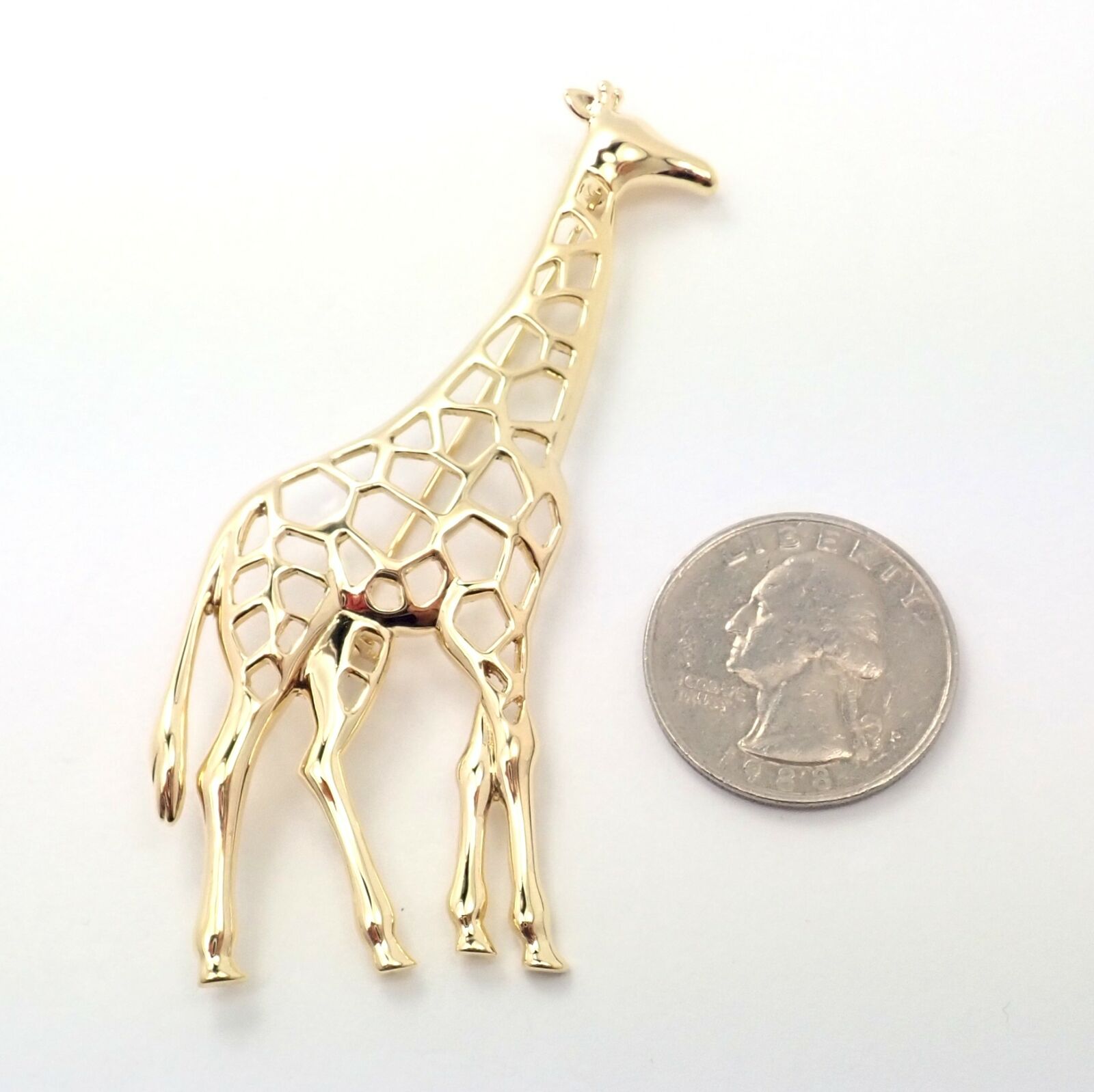 Authentic Mikimoto 18K Yellow Gold Large Giraffe Pin Brooch - Vintage Luxury Jewelry for Women - Perfect for Special Occasions, Gift Giving & Collecting