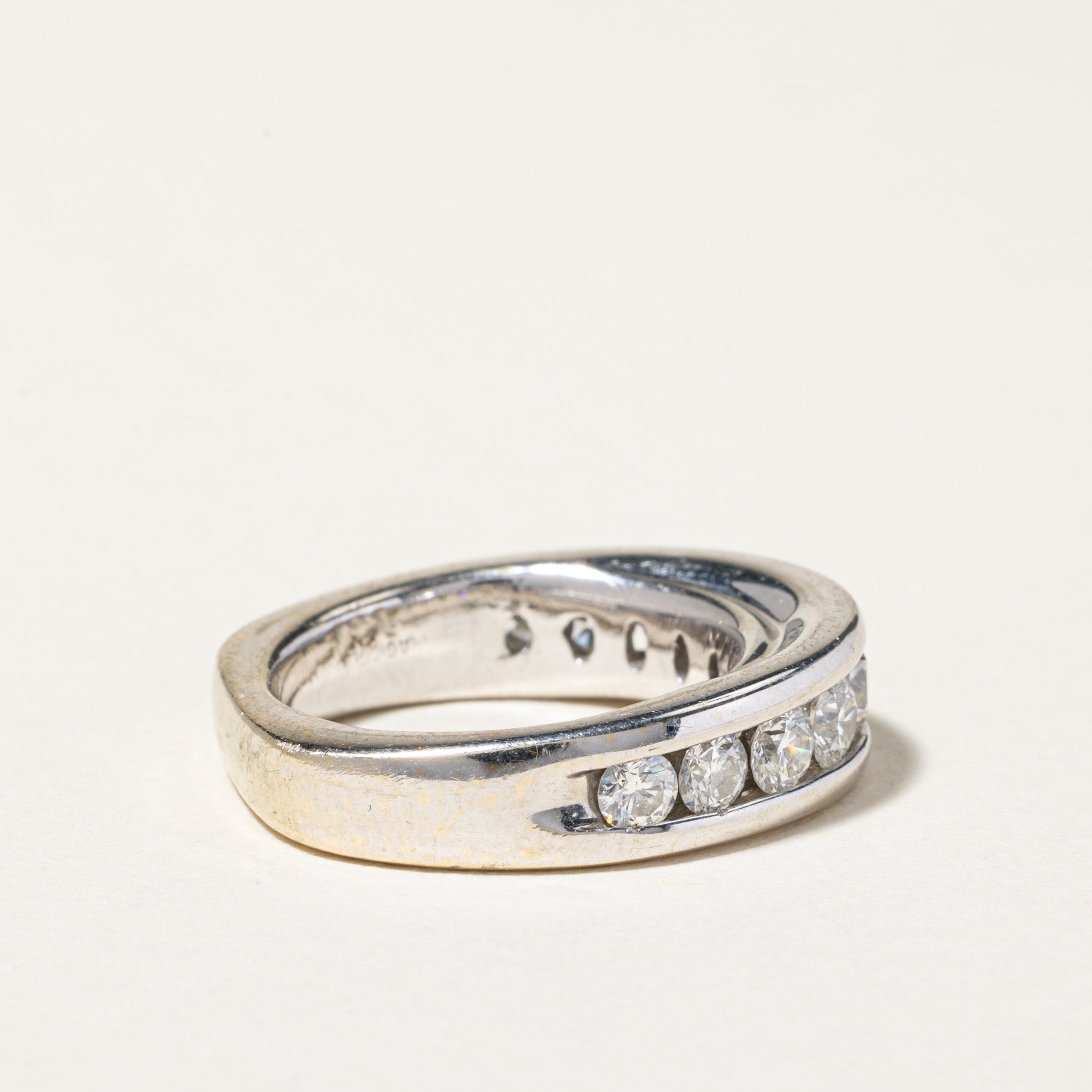 18K White Gold Channel Set Diamond Band Ring - 1.27ctw Total Weight - Size 6.75 - Perfect for Engagement, Wedding, Anniversary & Special Occasions