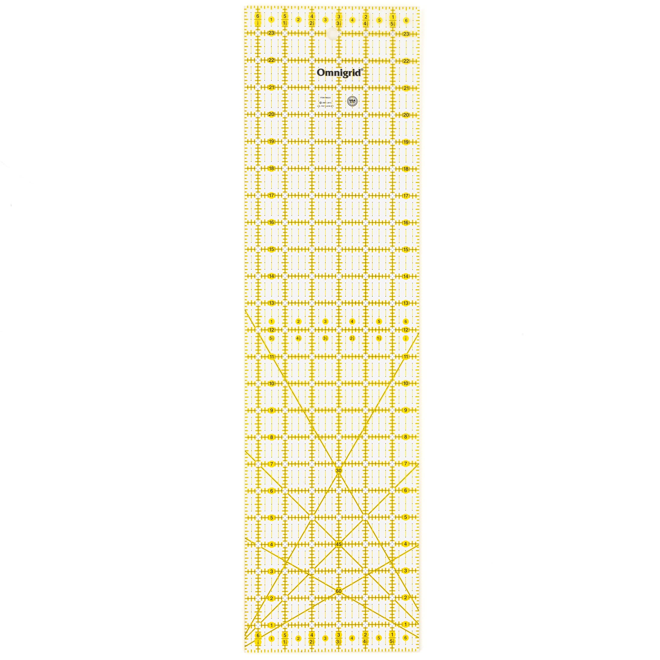 Omnigrid R6524 Omni Grid Ruler 6.5 x 24 Inch - Multicolor Quilting, Sewing & Craft Measuring Tool for Precise Cutting and Design Projects
