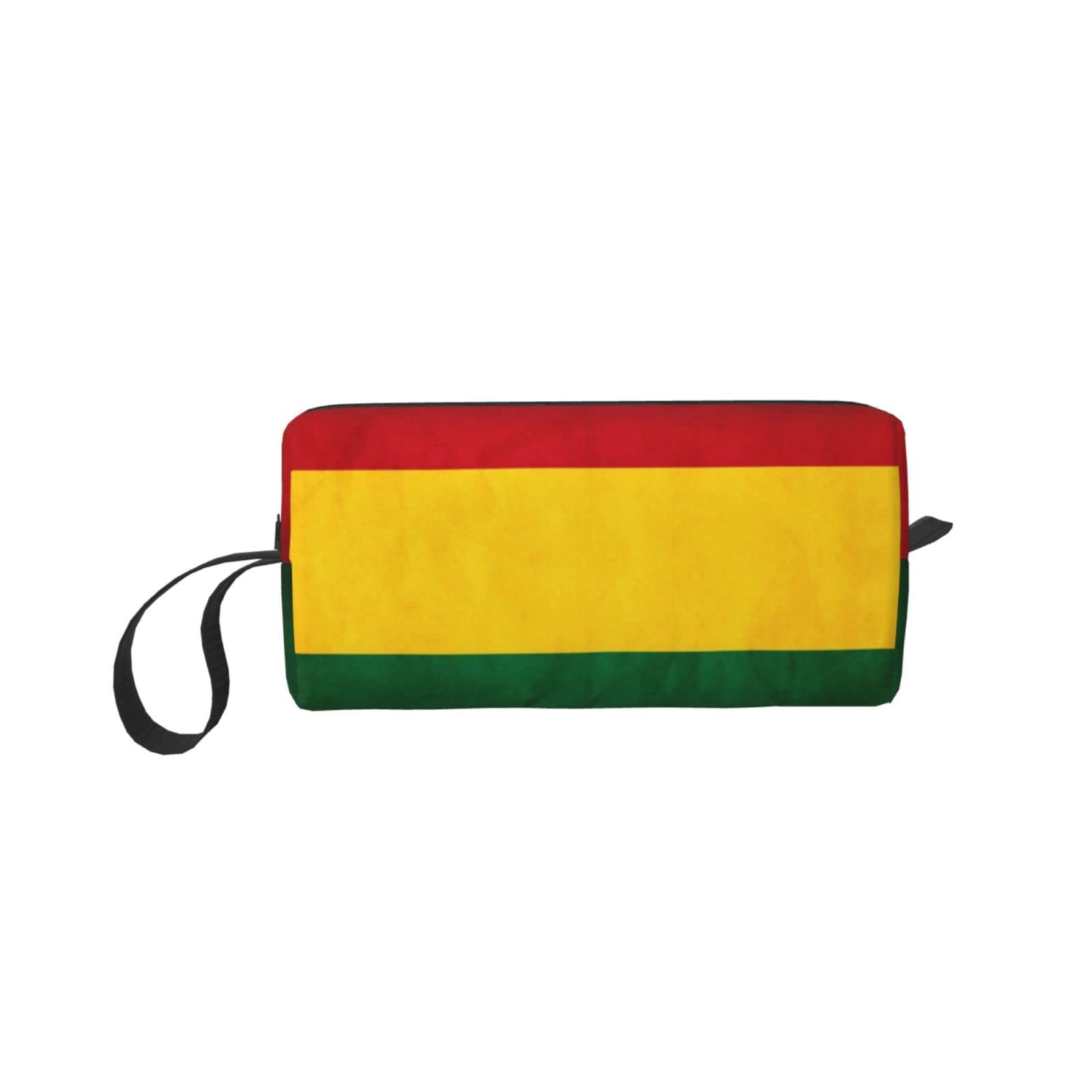 Reggae Rasta Flag Makeup Bag - Waterproof Travel Cosmetic Organizer with Zipper, Portable Toiletry Bag for Women | Perfect for Beach Trips, Music Festivals & Daily Essentials Storage