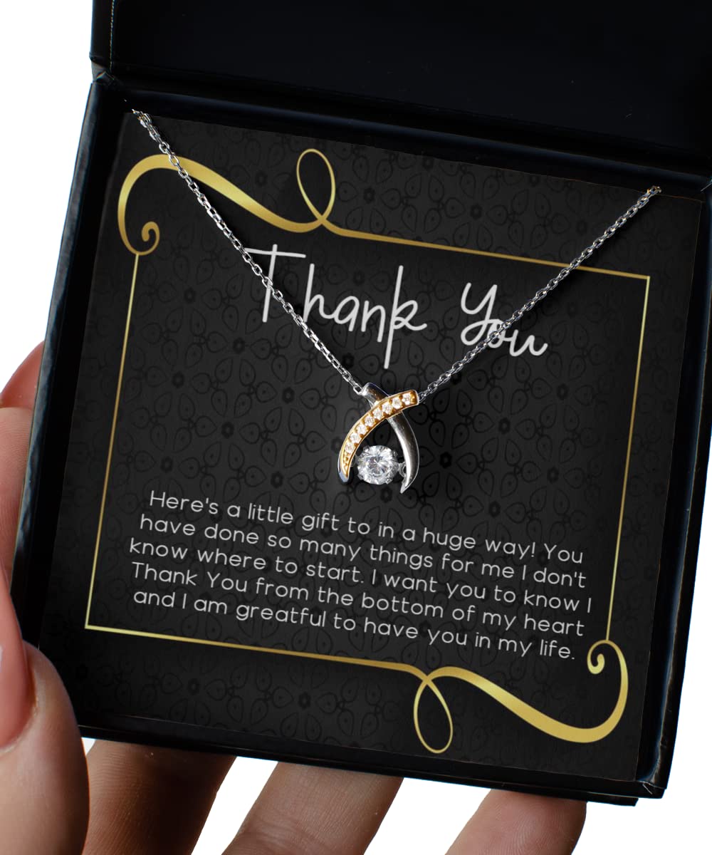 Thank You Gift Necklace for Coworker, Boss, Nurse, Friends & Family - Elegant Wishbone Dancing Pendant - Perfect for Appreciation Gifts, Retirement, Holidays & Special Occasions