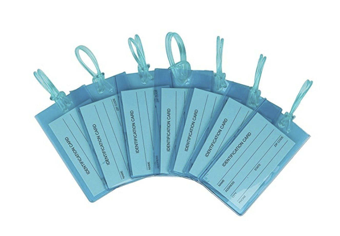 7 Pack Durable Silicone Luggage Tags for Suitcases & Bags - Waterproof Travel ID Labels with Strong Metal Loop - Perfect for Airports, Cruises & Business Trips (Blue)