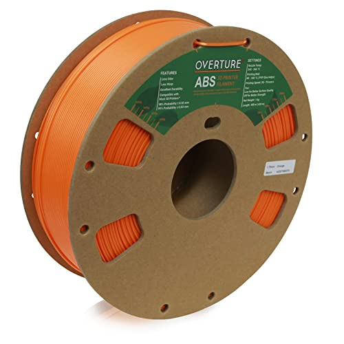OVERTURE ABS Filament 1.75mm, 1kg (2.2lbs) 3D Printer Filament with +/- 0.03mm Accuracy - Compatible with Most FDM Printers - Orange | Perfect for Prototyping, DIY Projects & Home 3D Printing