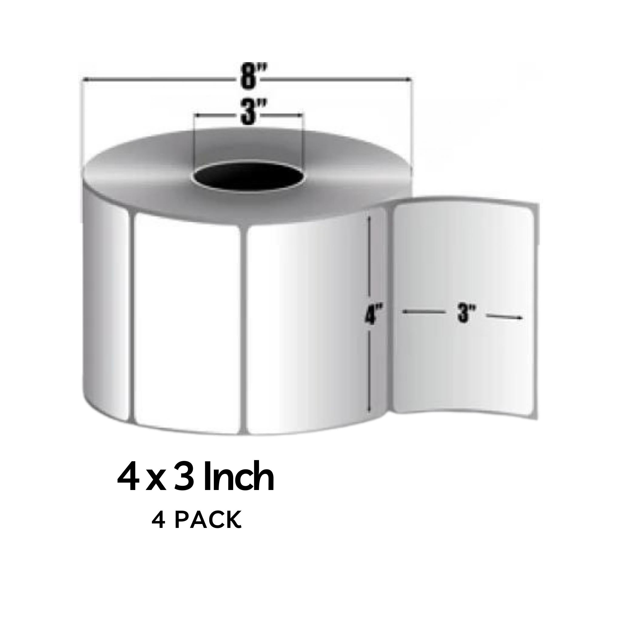 Zebra Z Select 4000D 4x3 Inch Thermal Shipping Labels - 2238 Labels per Roll (4 Pack) - Perfect for E-commerce, Logistics & Inventory Management