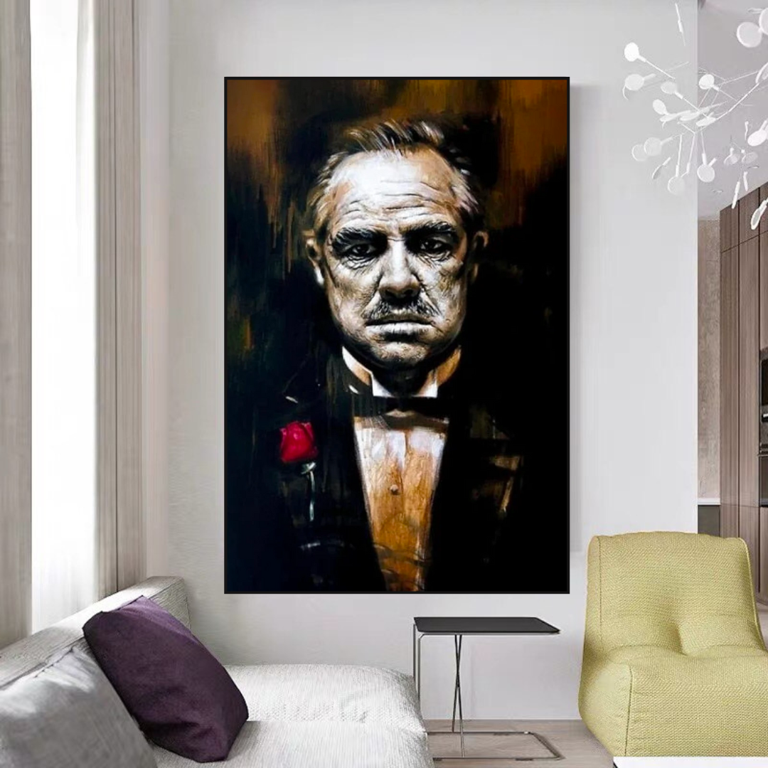 The Godfather Movie Canvas Wall Art - Iconic Film Poster Print for Home & Office Decor - Perfect for Living Room, Bedroom, or Man Cave