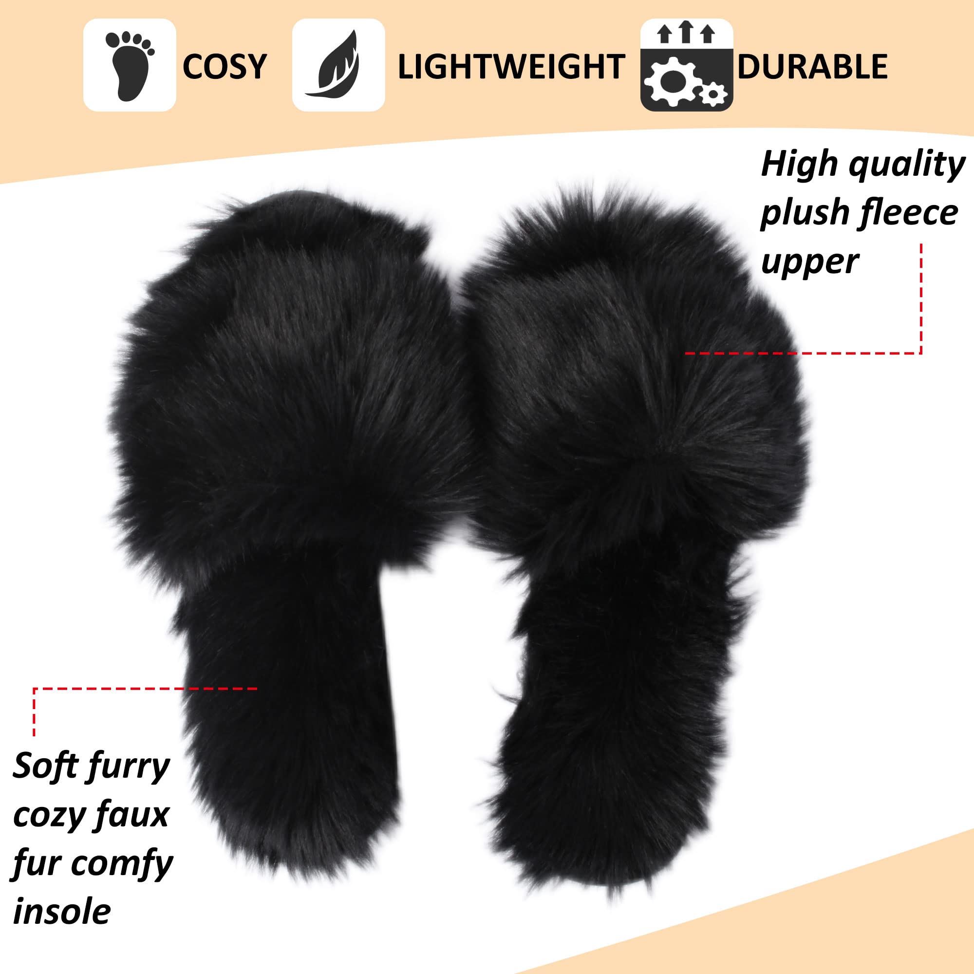 Cozy Fuzzy Open-Toe Slippers for Women - Soft Fluffy House Shoes with Non-Slip Sole | Indoor/Outdoor Wear for Lounge, Yoga & Backyard Relaxation