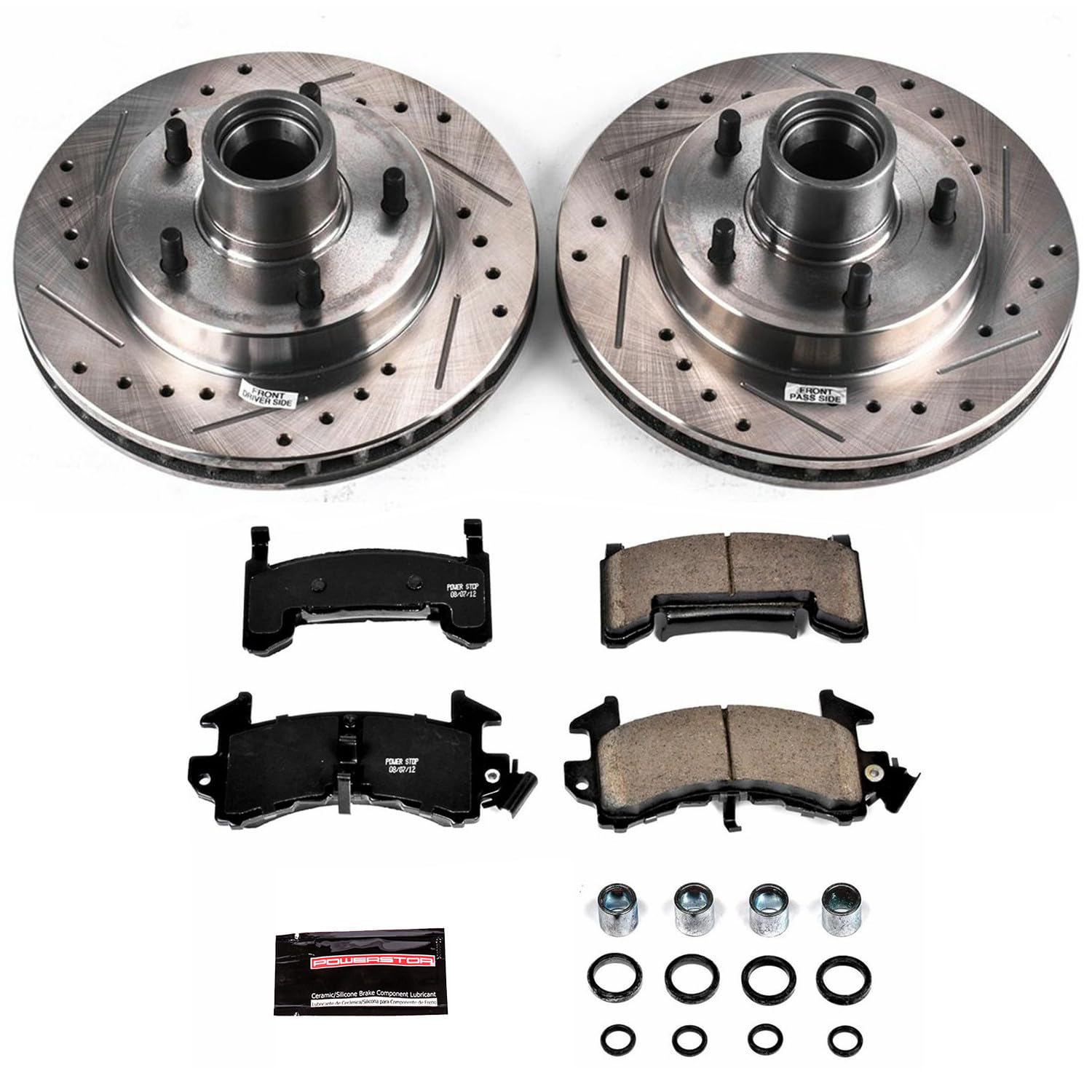 Power Stop K1485 Front Z23 Carbon Fiber Brake Pads & Drilled/Slotted Brake Rotors Kit - High Performance Braking System for Cars, Trucks & SUVs - Ideal for Racing, Towing & Daily Driving