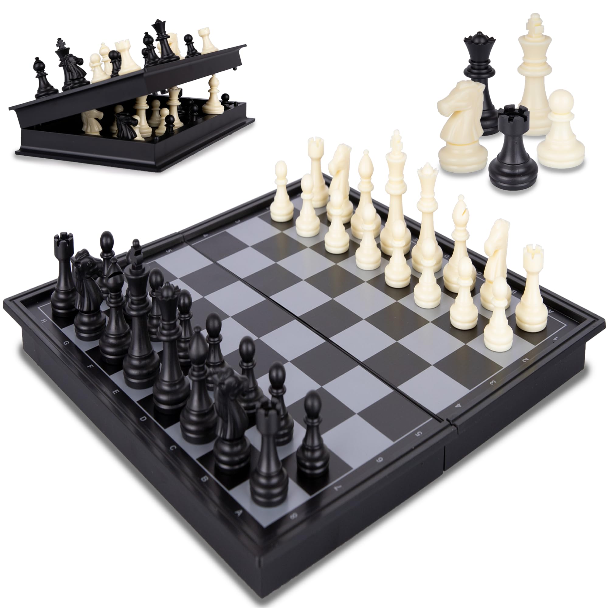 Magnetic Travel Chess Set - Foldable Portable Chess Board Game for Kids & Adults | Perfect for Road Trips, Camping, Office & Home Entertainment | Fun Educational Travel Toy & Desktop Game