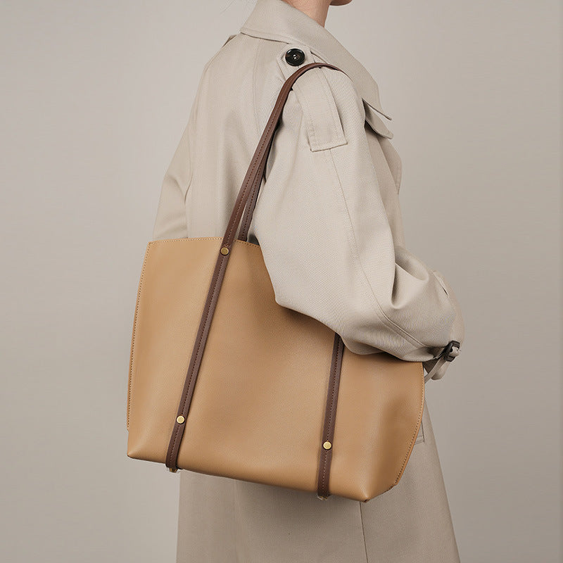 Genuine Soft Leather Large Capacity Tote Shoulder Bag for Women - Perfect for Work, Travel & Everyday Use