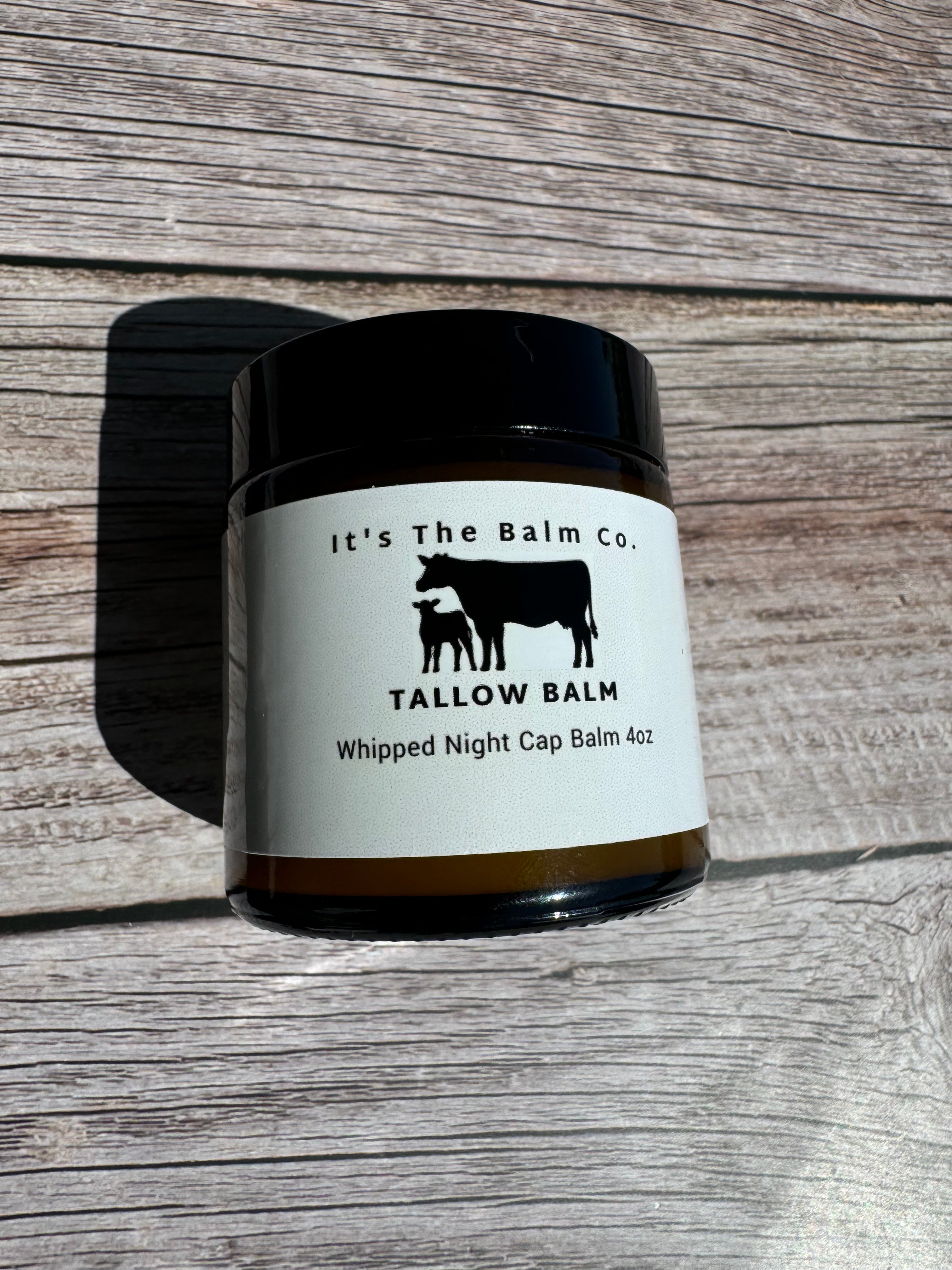 4oz Whipped Night Cap Tallow Balm - Ultra Moisturizing Skin Repair Cream for Dry Hands, Face & Body | Perfect for Nighttime Hydration & Winter Skin Care