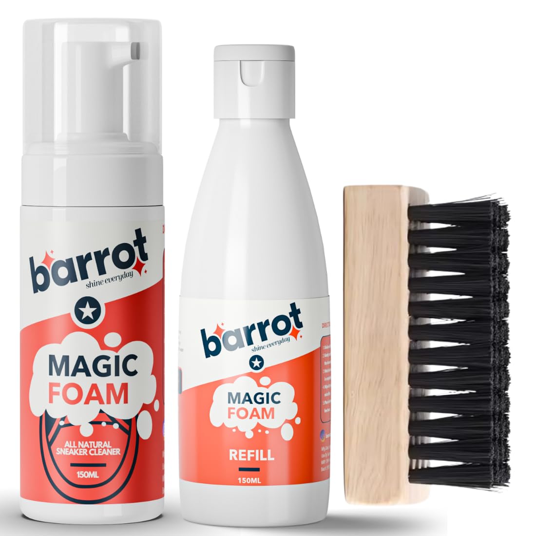 BARROT White Sneaker Cleaning Kit - Magic Foam & Brush for Sneakers, Sports Shoes | Perfect for Daily Shoe Care