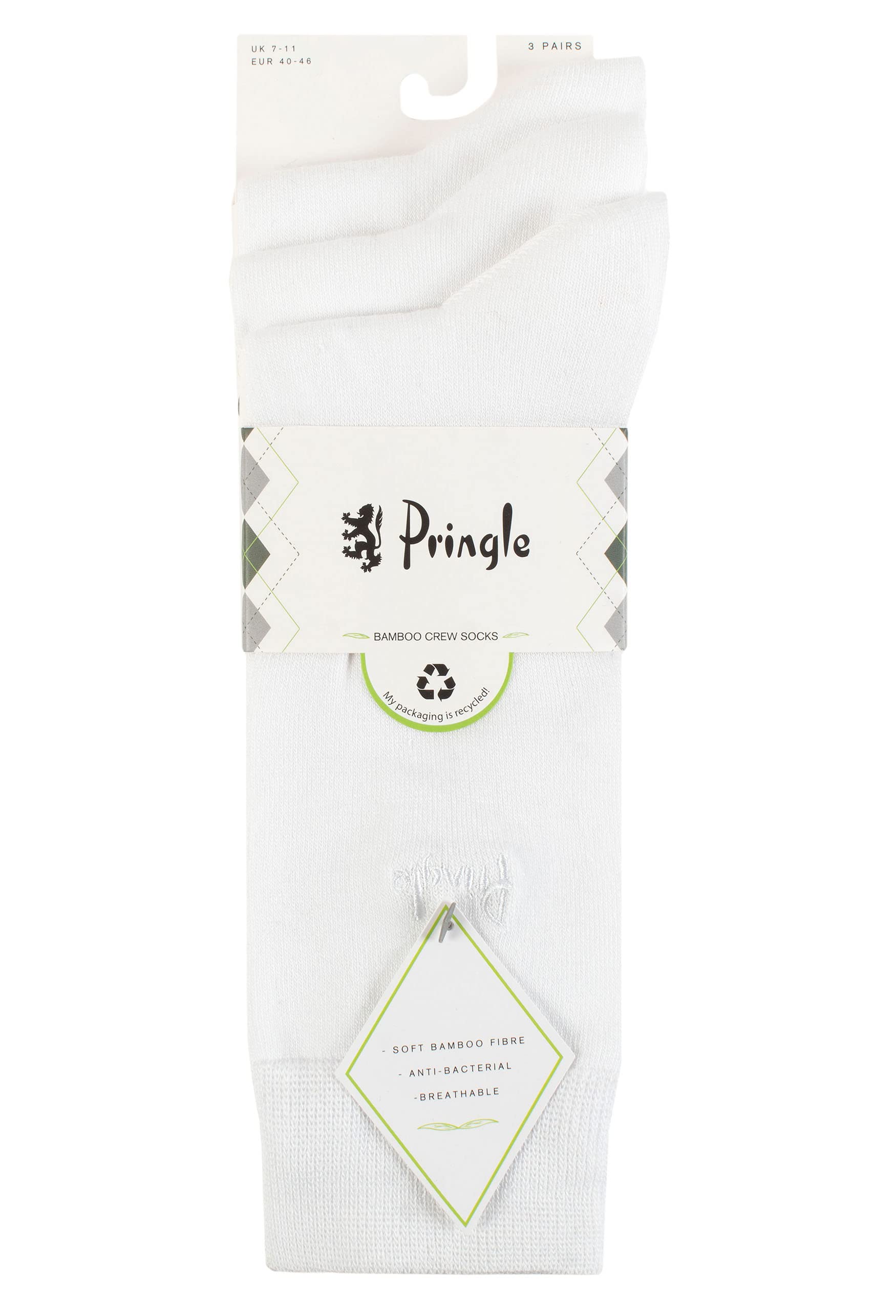Premium Men's Bamboo Socks 3-Pack - Soft Breathable Comfort for Daily Wear & Outdoor Activities - Pringle Plain Rupert Style