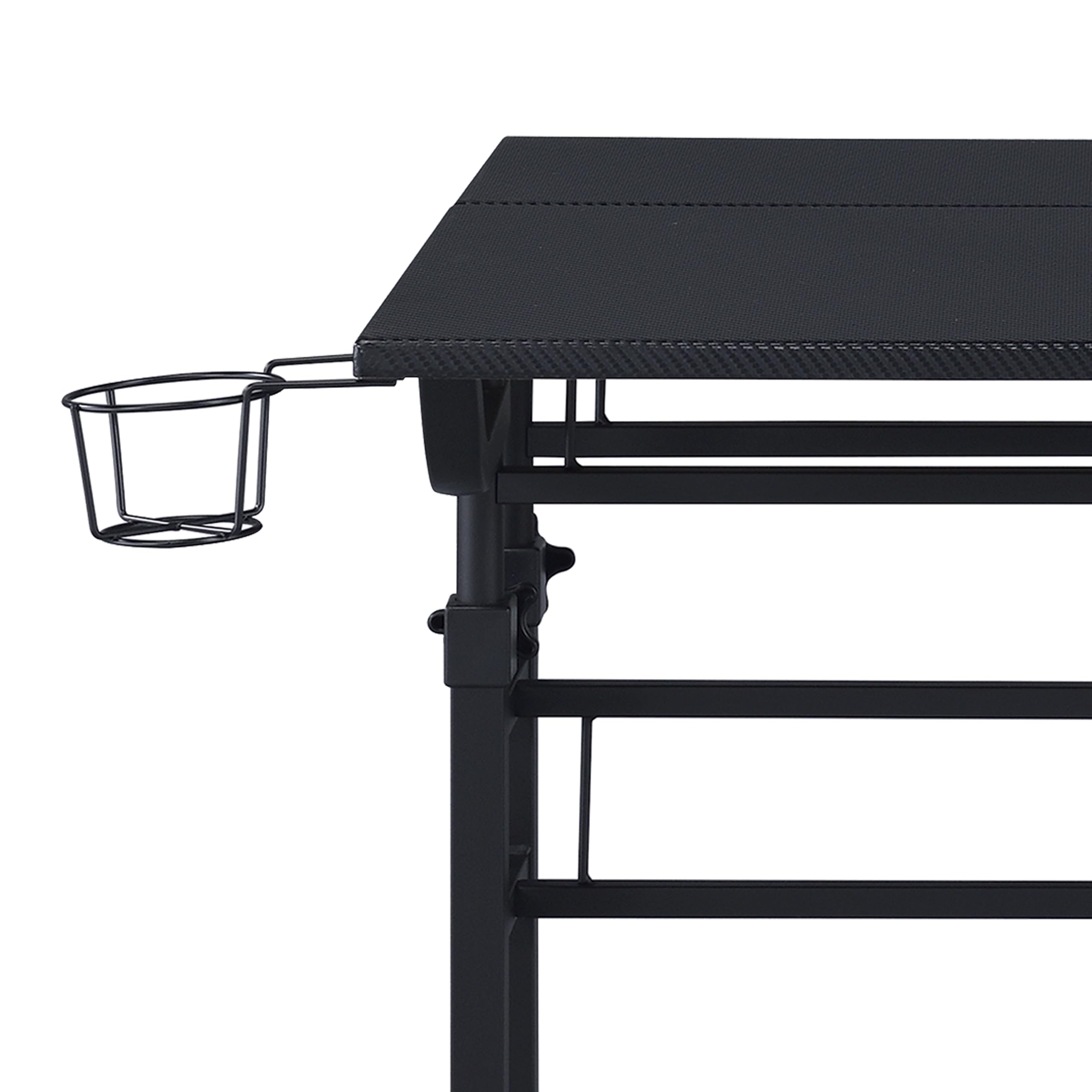 Techni Mobili Adjustable Height Rolling Standing Desk with Wheels - 2-Tier Mobile Office & Gaming Desk with Cup Holder - Black - Perfect for Home Office, Gaming Setup & Small Spaces