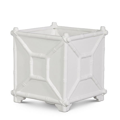 Eco-Friendly Bamboo Ceramic Planter with Drainage Hole - Modern Indoor/Outdoor Flower Pot for Home Decor, Office Plants & Garden Succulents - Perfect for Living Room, Balcony & Gift Giving