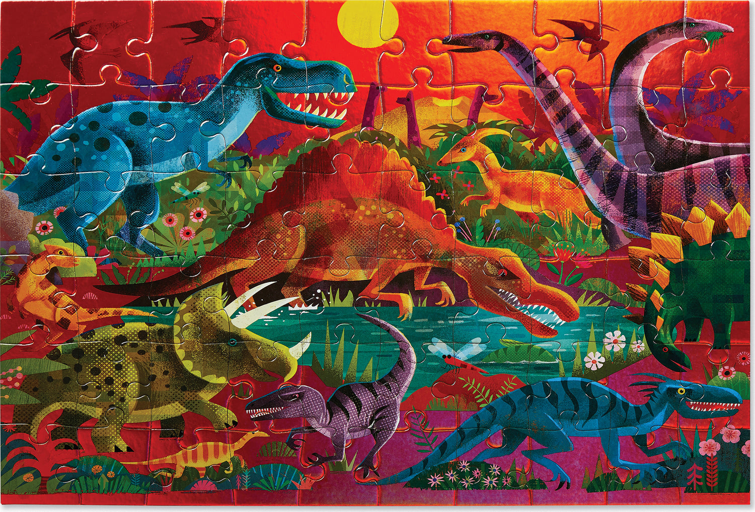 Dazzling Dinosaurs Foil Puzzle - 60 Piece Jigsaw Puzzle for Kids, Educational Dinosaur Toys for Children Ages 4-8, Perfect for Birthday Gifts & Family Game Night