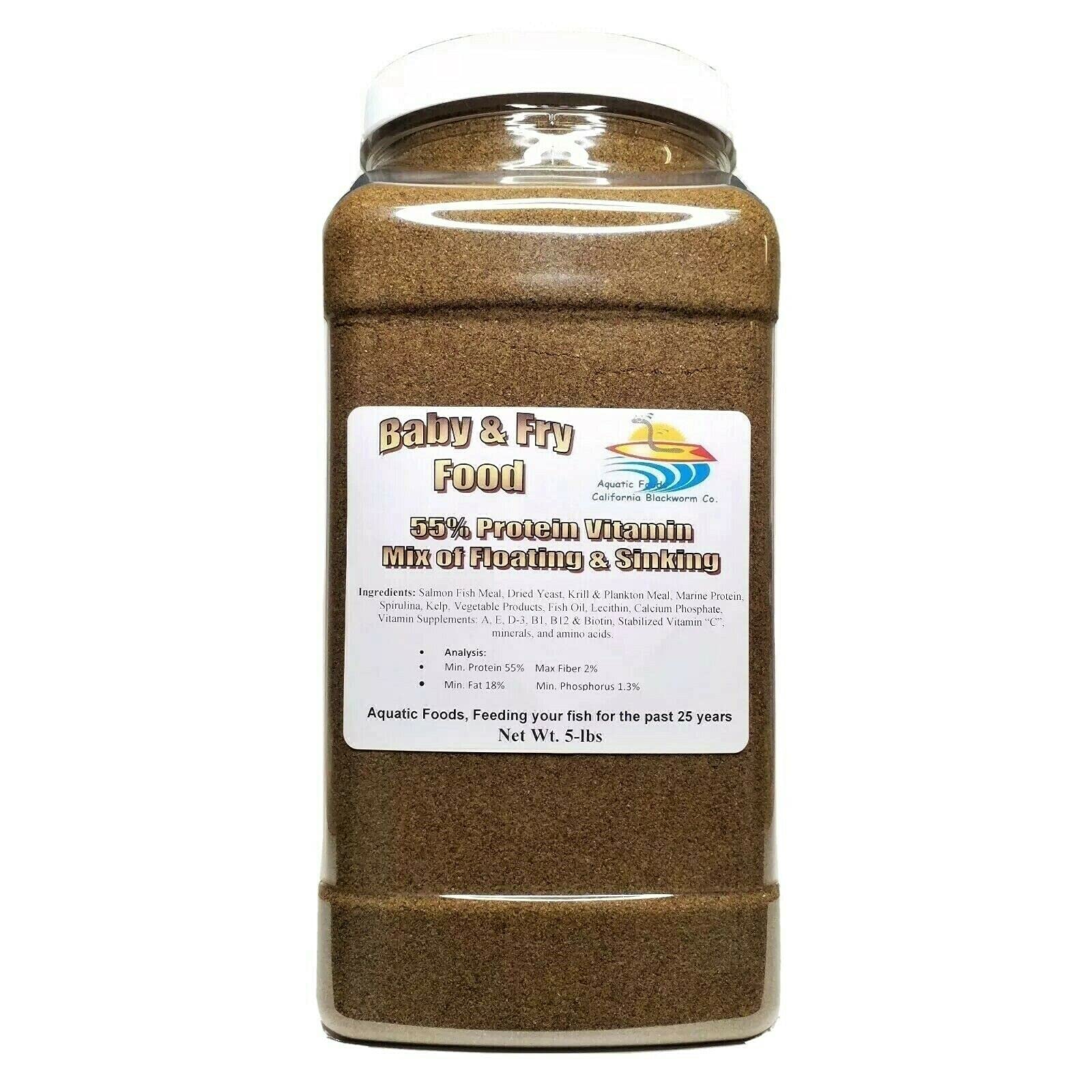 Premium 5-lb High Protein (55%) Vitamin-Enriched Micro Floating & Slow Sinking Fish Food for Tropical Fish, Koi & Pond Fish - Ideal for Fry & Baby Fish Growth - Perfect for Home Aquariums & Outdoor Ponds