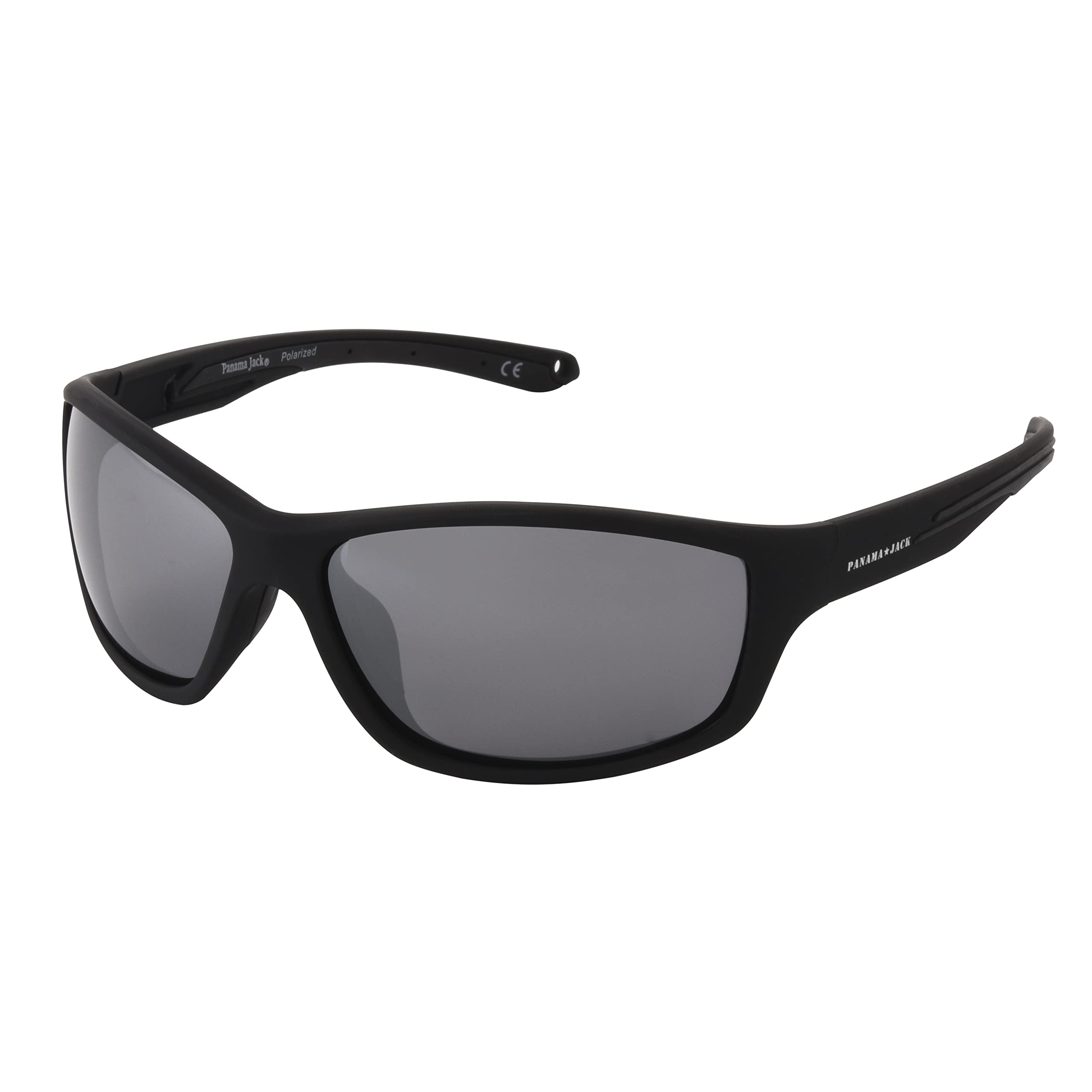 Panama Jack Polarized Floating Silver Flash Wrap Sunglasses for Men - UV Protection, Lightweight & Durable, Ideal for Fishing, Boating, and Outdoor Activities (Black, 63mm)