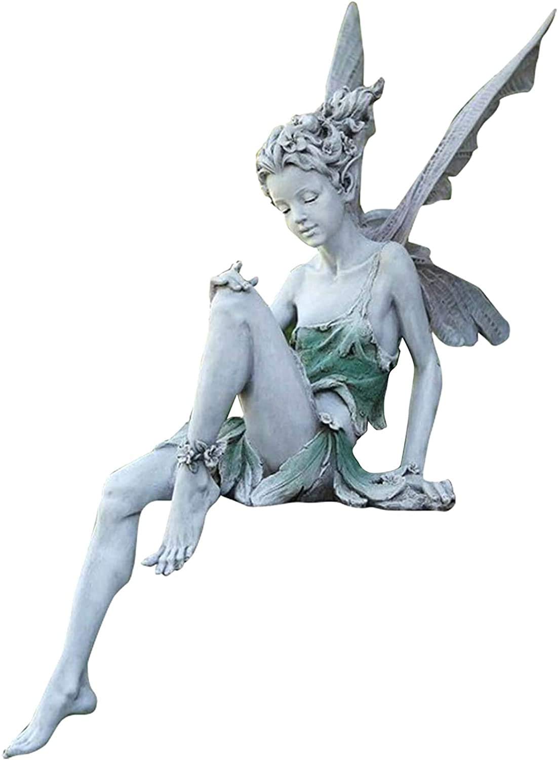 Bright Sitting Fairy Garden Statue - Resin Outdoor Fairy Ornament, Angel Decor for Landscaping - Perfect Housewarming Gift for Garden Lovers (Ideal for Fairy Gardens, Patios, and Backyard Decor)