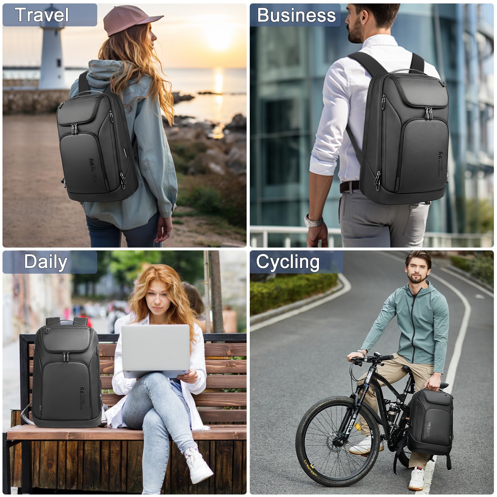 Anti-Theft Business Smart Backpack for Men - 17.3 Inch Laptop Backpack with USB Charging Port, Water-Resistant & Durable 30L Travel Backpack - Perfect for Office, College, Commuting & Business Trips - Black