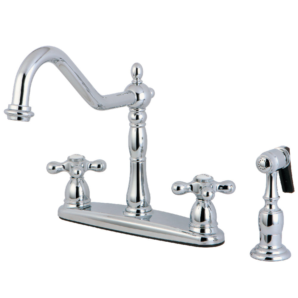 Kingston Brass KB1751AXBS Heritage Centerset Kitchen Faucet - Single Handle Pull-Down Sprayer, Oil Rubbed Bronze Finish for Modern Farmhouse & Traditional Kitchens