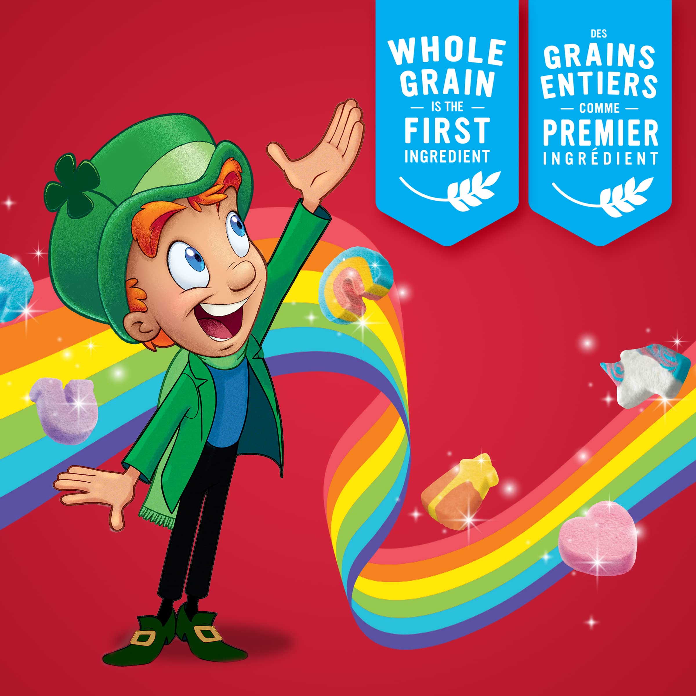 Lucky Charms Family Size Cereal Box with Marshmallows - 18.5oz Frosted Oat Cereal with Colorful Marshmallows - Perfect for Breakfast, Snacks & Family Sharing (526g)