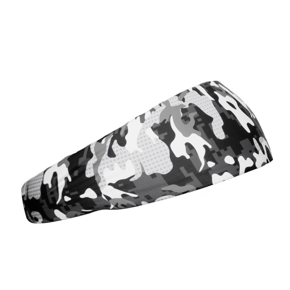 White Camo Headband for Men & Women - Adjustable Sweatband for Running, Workout, Sports & Outdoor Activities