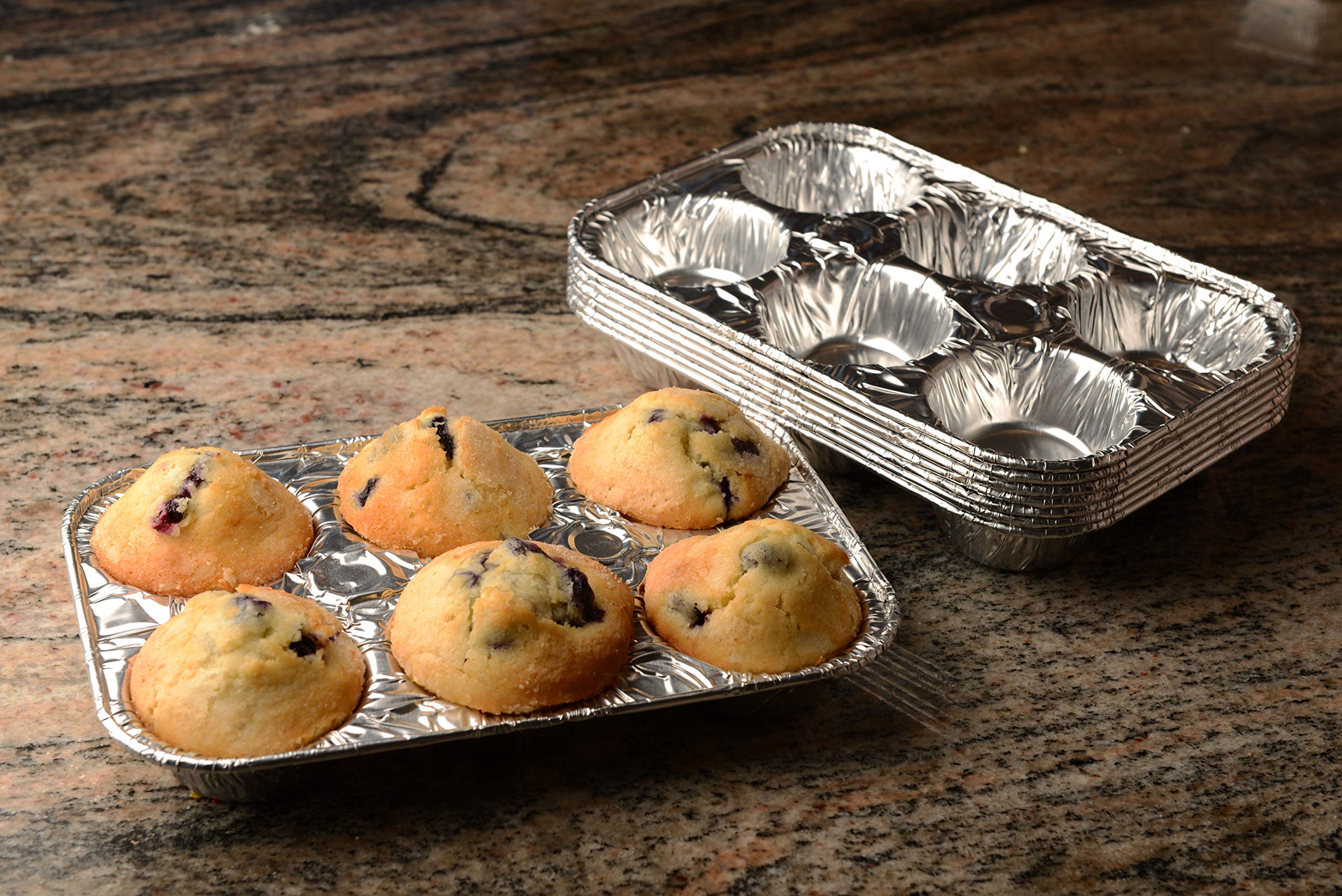20-Pack Heavy Duty Aluminum 6-Cup Muffin Pan - Disposable & Reusable Cupcake Baking Tins for Muffins, Cupcakes, Mini Pies - Perfect for Home Baking, Parties, and Holiday Treats
