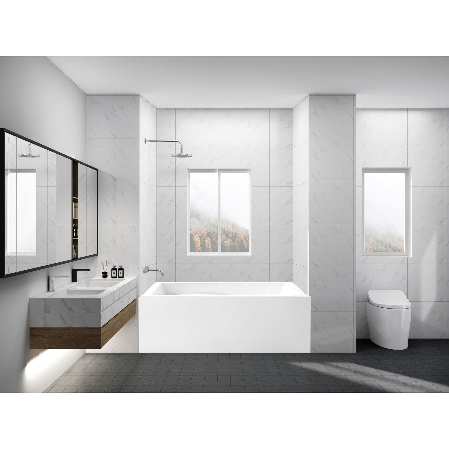 Aqua Eden 54 Inch Acrylic Rectangular Bathtub - 3 Wall Alcove Soaking Tub with Left Hand Drain, Anti-Skid Surface & Glossy White Finish | Perfect for Master Bathroom, Spa Retreat & Luxury Home Renovation