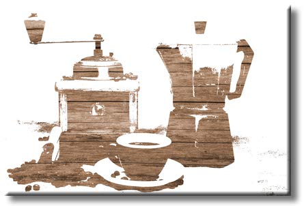Premium Coffee Pot & Cup Wall Art - Stretched Canvas Kitchen Décor for Coffee Lovers - Ready to Hang - Perfect for Home, Café & Office Decorations