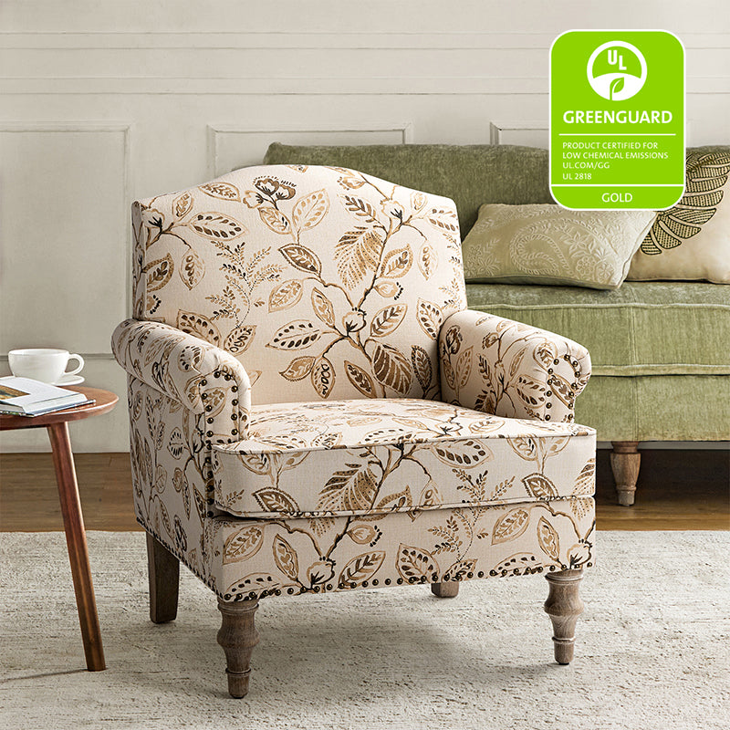 Raphael Farmhouse Armchair with Wooden Legs - Sturdy Frame Accent Chair for Living Room, Bedroom & Office (Multiple Styles Available)