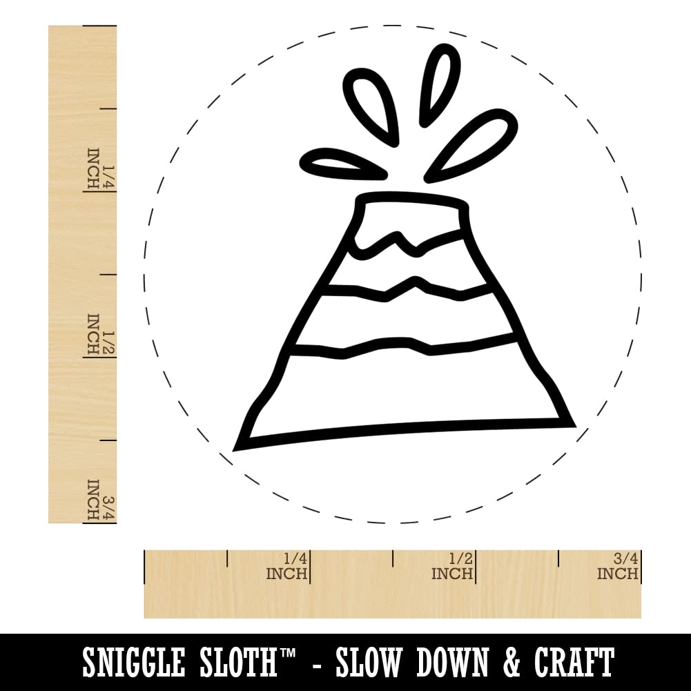 Volcano Doodle Self-Inking Rubber Stamp - 3/4 Inch Small Craft Stamp with Black Ink for Scrapbooking, Journaling, Planners & DIY Projects - Perfect for Card Making, Gift Wrapping & Stationery