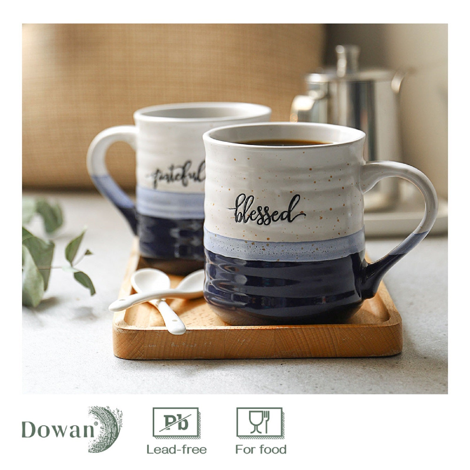 Premium 18oz Large Ceramic Coffee Mugs Set of 2 - Heavy Duty Stoneware Cups for Home, Office & Cafe Use - Perfect for Hot Coffee, Tea & Cold Beverages