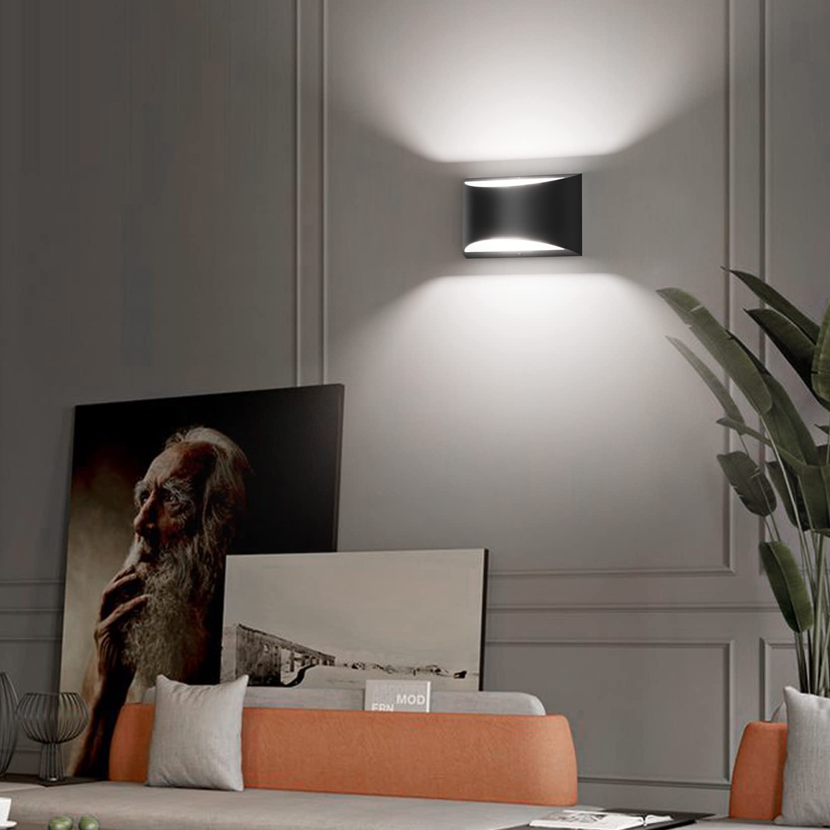 Aipsun Modern Black Aluminum LED Wall Sconce - Indoor Wall Light Fixture for Living Room, Bedroom & Hallway Lighting